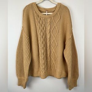 Free People Dream Cable Knit Sweater Size XL